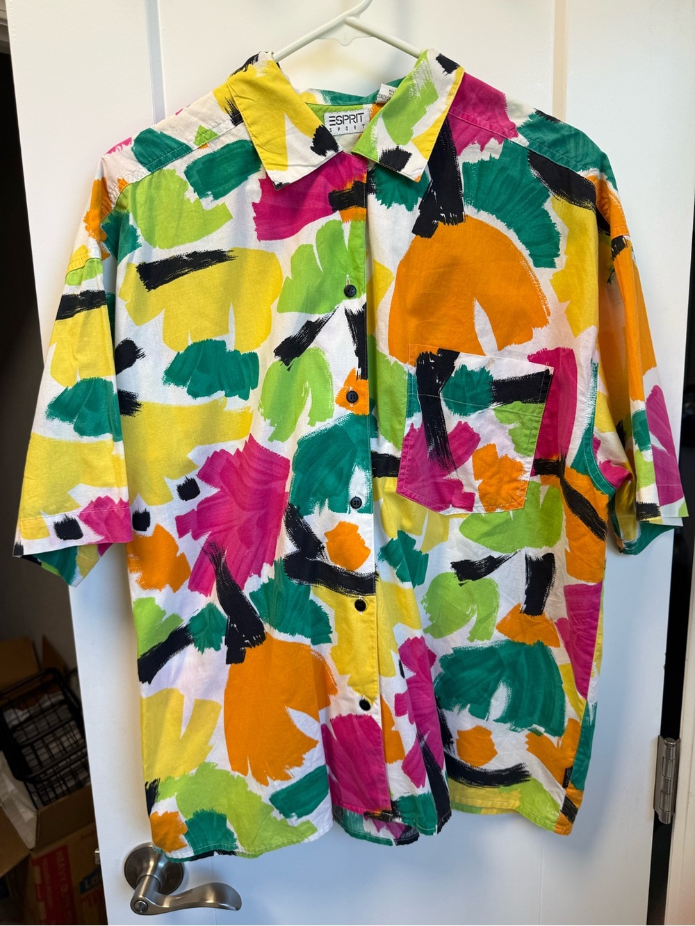 Esprit Multicolor Brushstroke Short-Sleeve Shirt - White Base